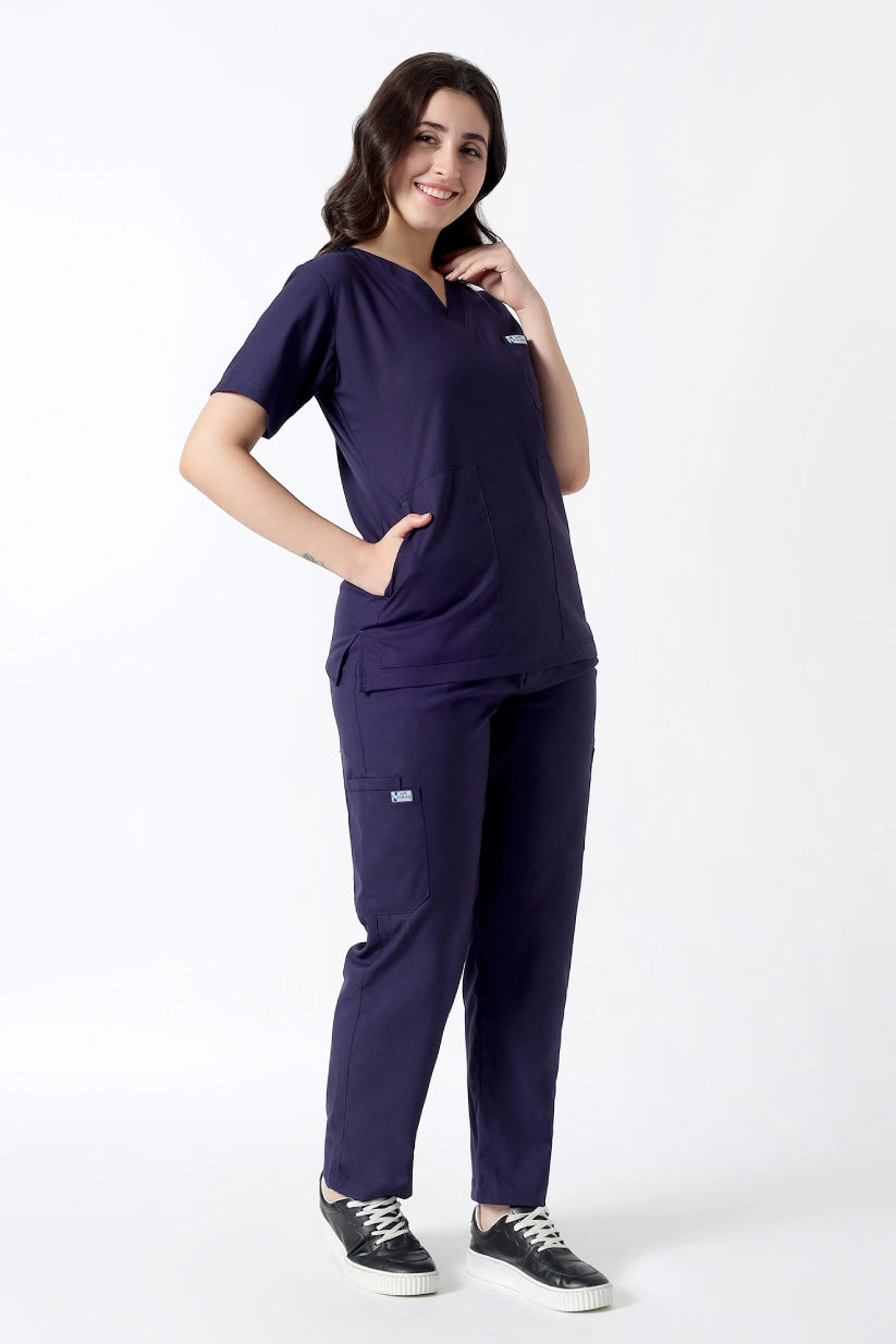 Safe Drapes Women's V-Neck (Deep Purple) Scrub