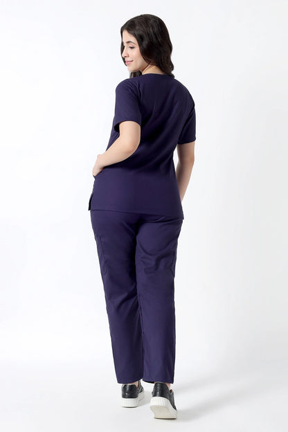 Safe Drapes Women's V-Neck (Deep Purple) Scrub