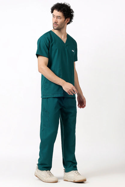 Safe Drapes Men's V-Neck (Hunter Green) Scrub