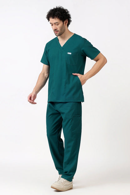Safe Drapes Men's V-Neck (Hunter Green) Scrub