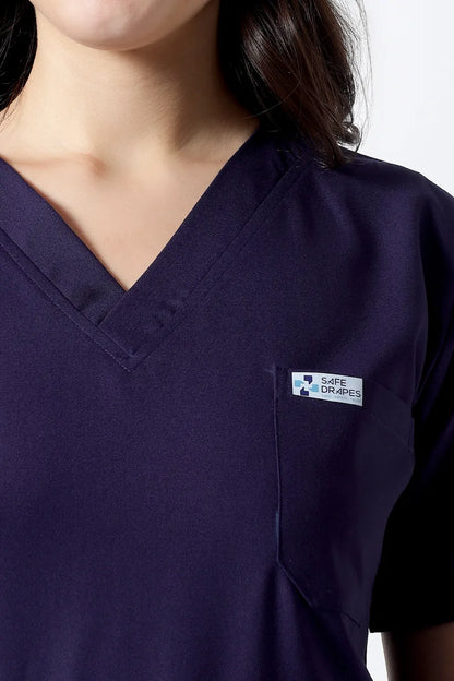 Safe Drapes Women's V-Neck (Deep Purple) Scrub