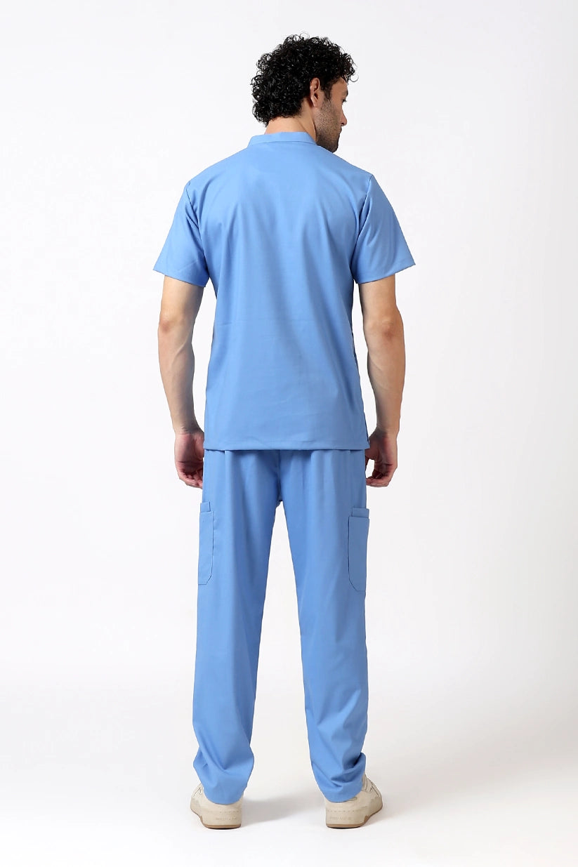 Safe Drapes Men's Mandarin Collar (Ceil Blue) Scrub