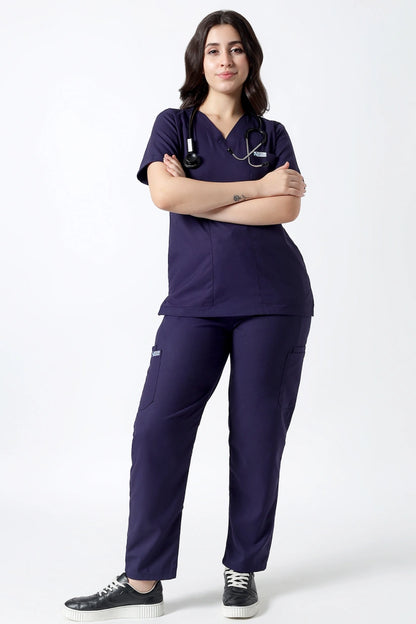 Safe Drapes Women's V-Neck (Deep Purple) Scrub