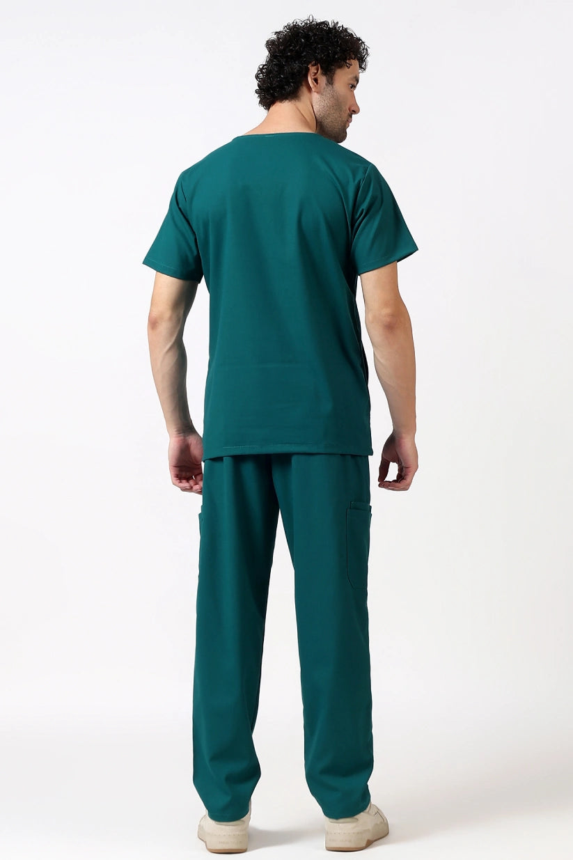 Safe Drapes Men's V-Neck (Hunter Green) Scrub