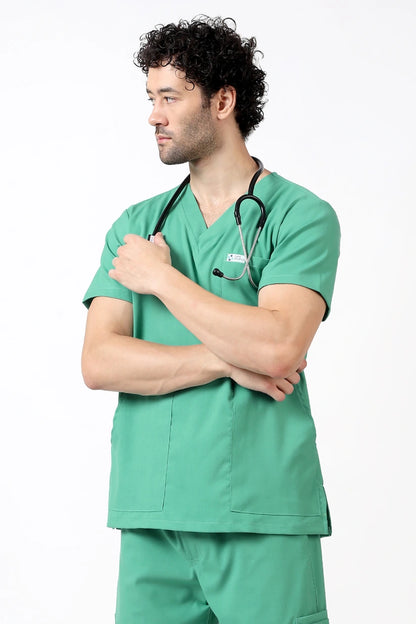 Safe Drapes Men's V-Neck (Mint Green) Scrub
