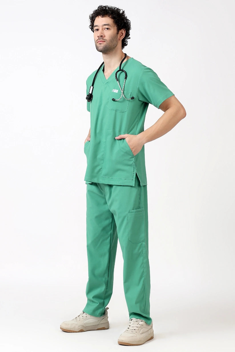 Safe Drapes Men's V-Neck (Mint Green) Scrub