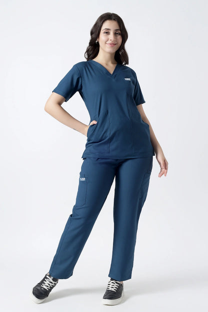 Safe Drapes Women's V-Neck (Navy) Scrub