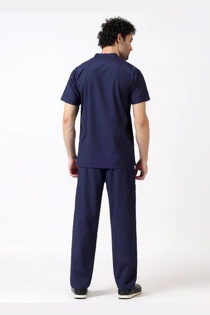 Safe Drapes Men's Mandarin Collar (Deep Blue) Scrub