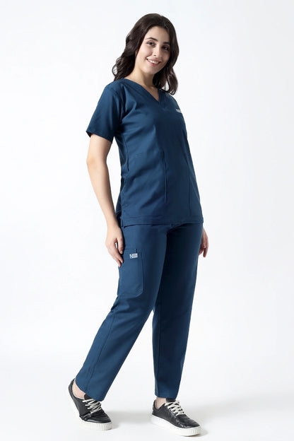 Safe Drapes Women's V-Neck (Navy) Scrub