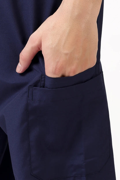 Safe Drapes Men's Mandarin Collar (Deep Blue) Scrub