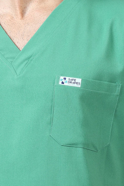 Safe Drapes Men's V-Neck (Mint Green) Scrub
