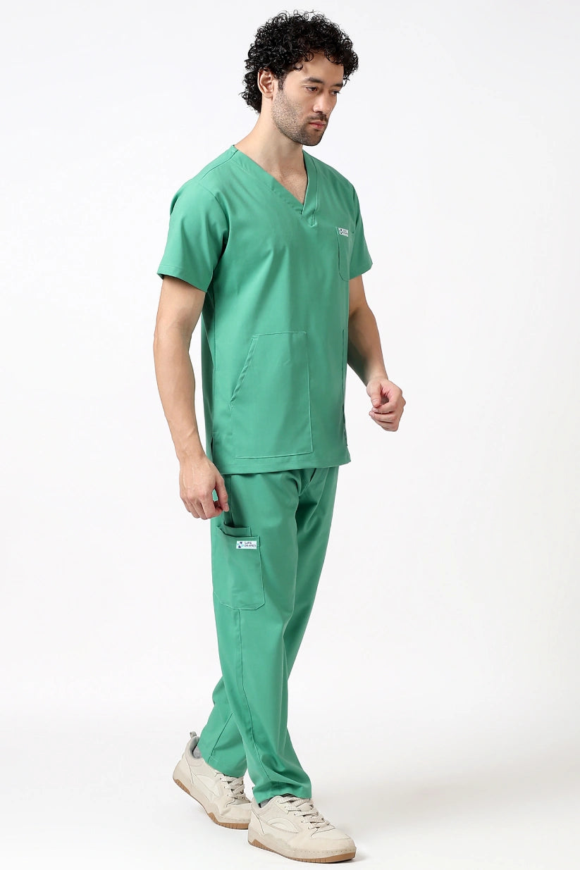 Safe Drapes Men's V-Neck (Mint Green) Scrub