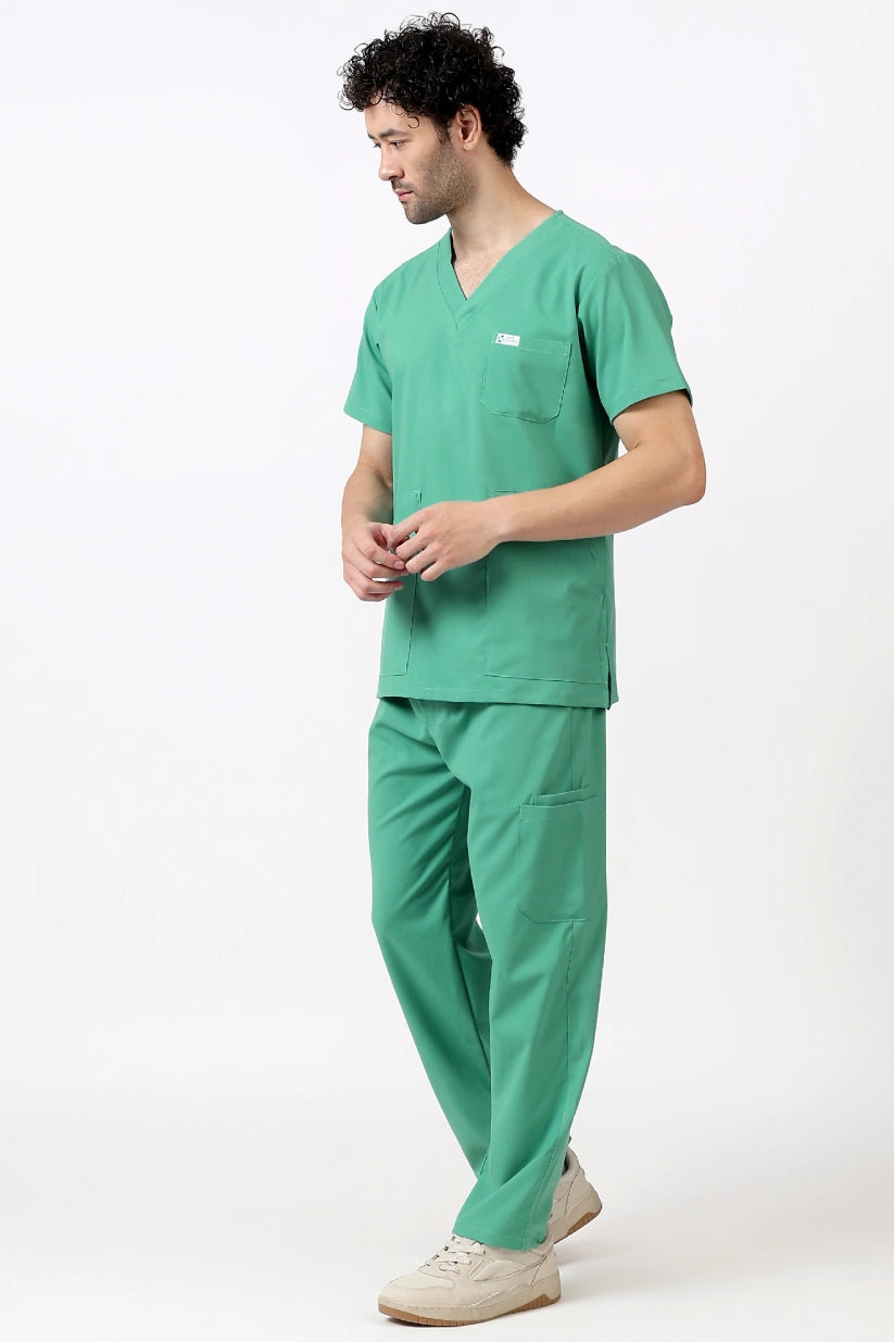 Safe Drapes Men's V-Neck (Mint Green) Scrub