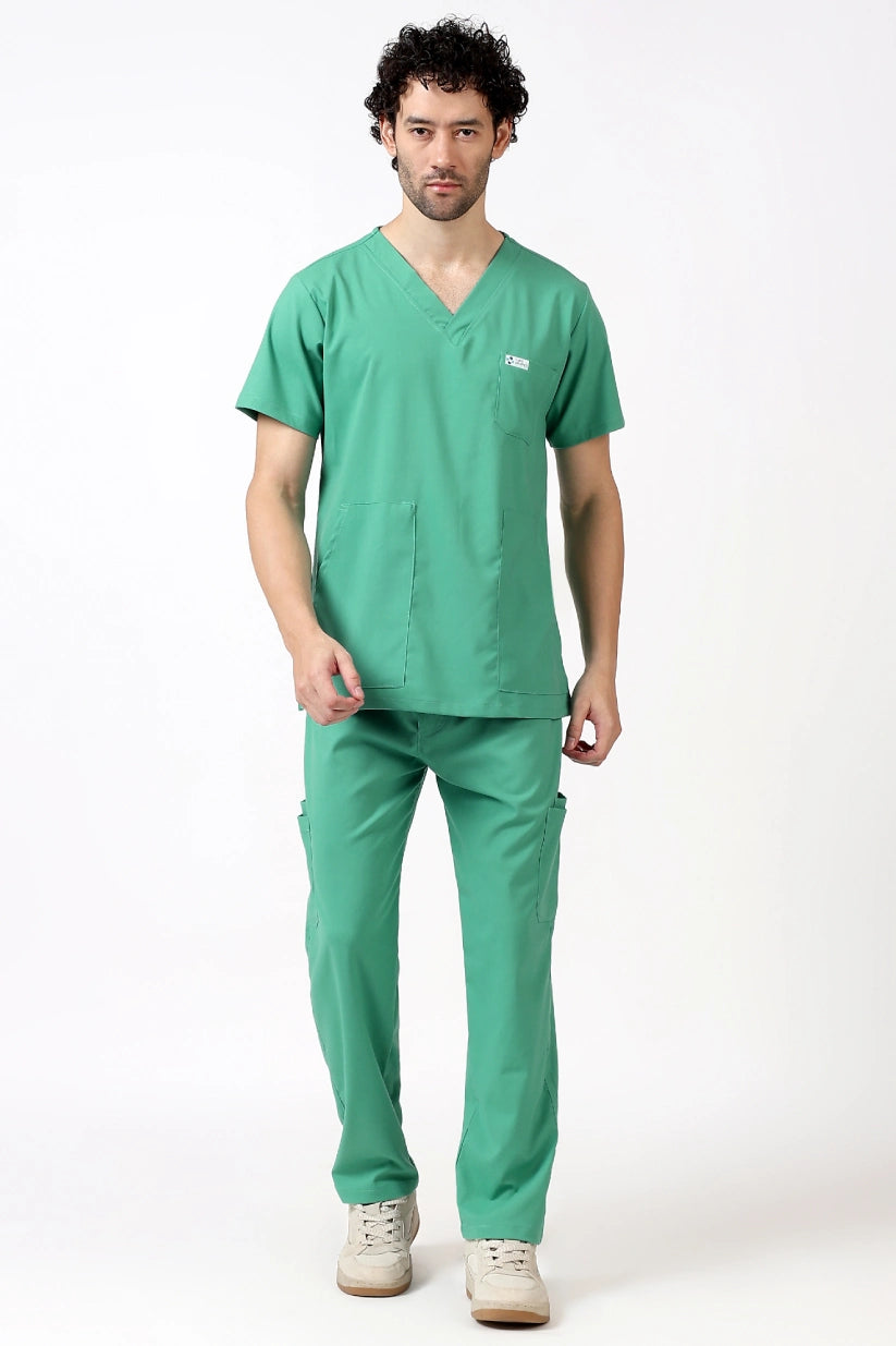 Safe Drapes Men's V-Neck (Mint Green) Scrub