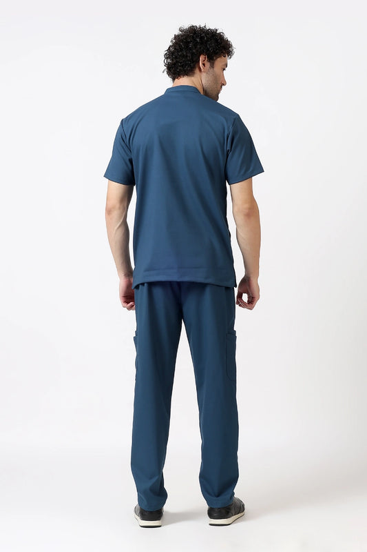 Safe Drapes Men's Mandarin Collar (Steel Blue) Scrub