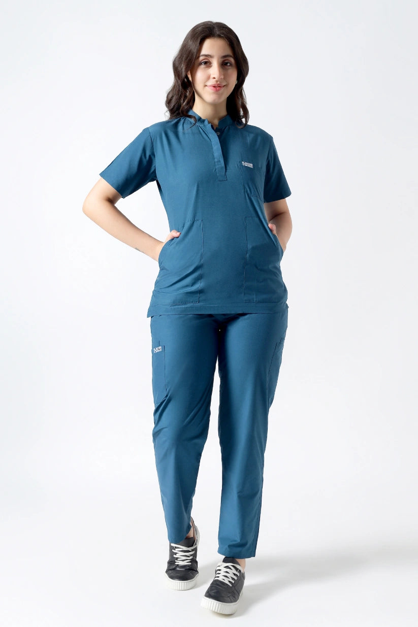 Safe Drapes Women's V-Neck (Sky Blue) Scrub