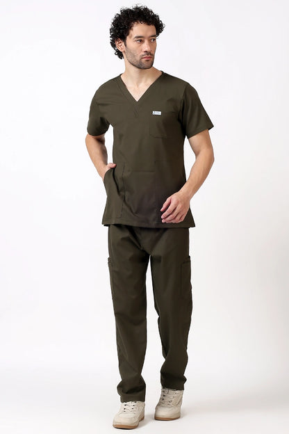 Safe Drapes Men's V-Neck (Olive) Scrub