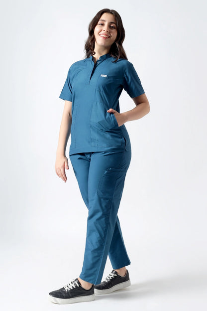 Safe Drapes Women's V-Neck (Sky Blue) Scrub