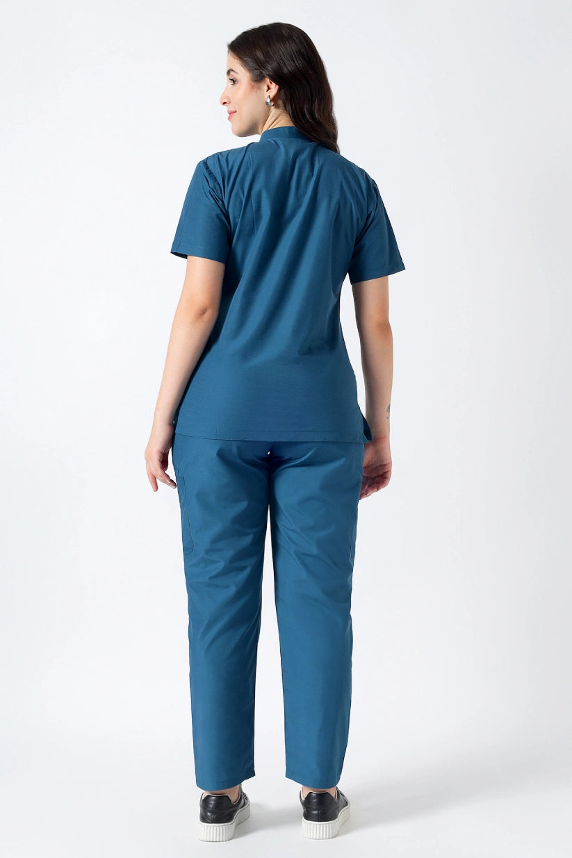 Safe Drapes Women's V-Neck (Sky Blue) Scrub