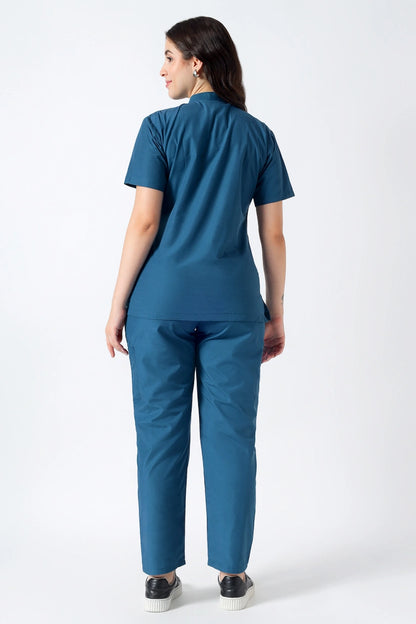 Safe Drapes Women's V-Neck (Sky Blue) Scrub