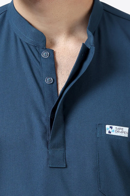 Safe Drapes Men's Mandarin Collar (Steel Blue) Scrub