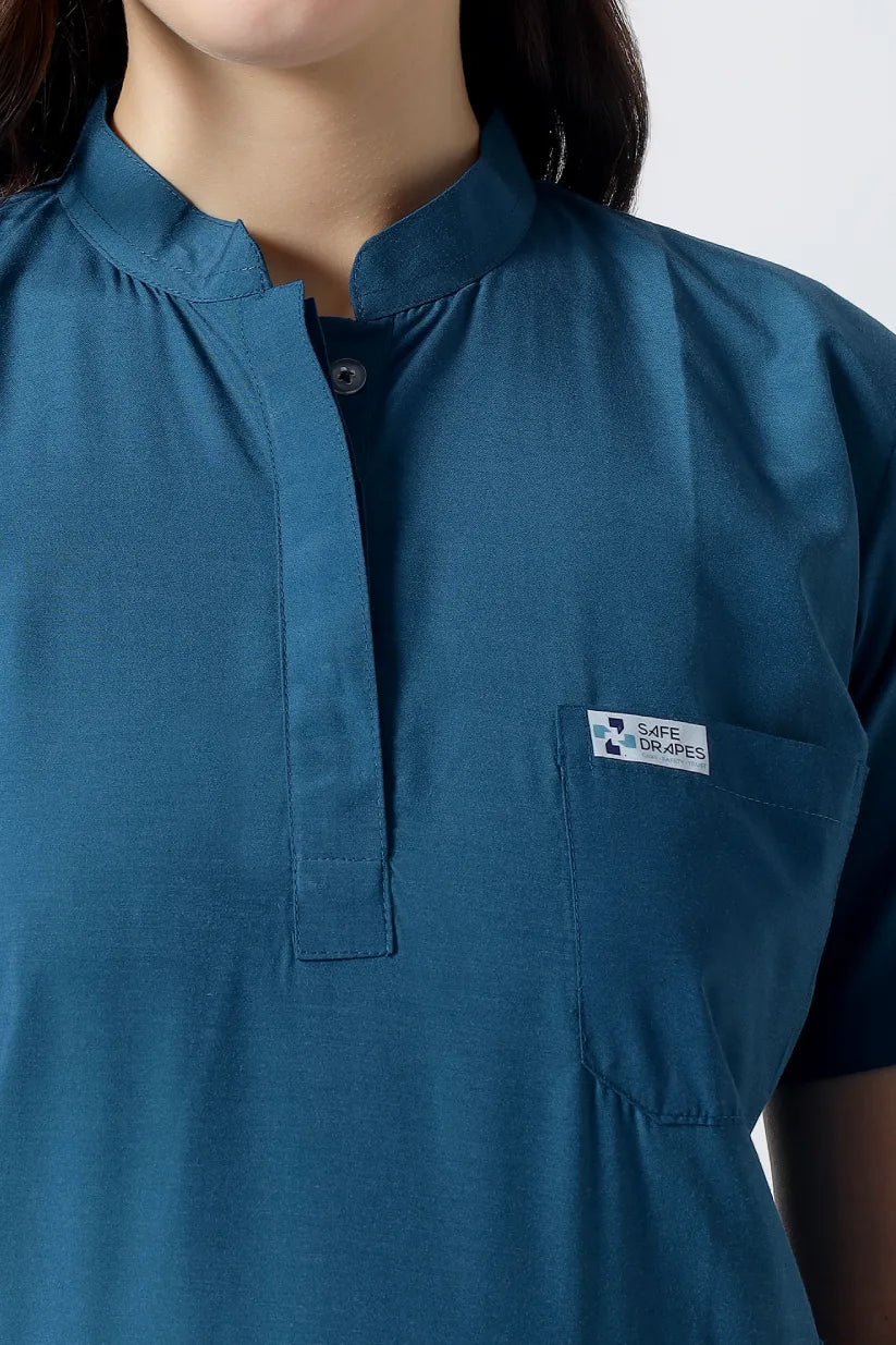 Safe Drapes Women's V-Neck (Sky Blue) Scrub
