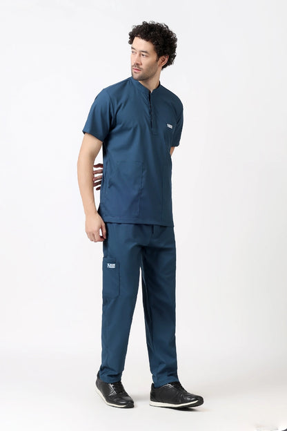 Safe Drapes Men's Mandarin Collar (Steel Blue) Scrub