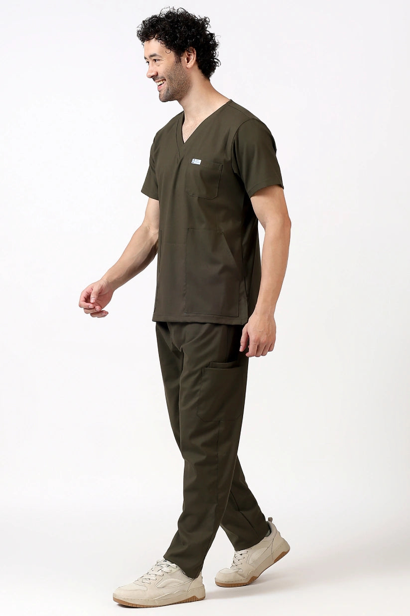 Safe Drapes Men's V-Neck (Olive) Scrub