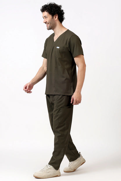 Safe Drapes Men's V-Neck (Olive) Scrub