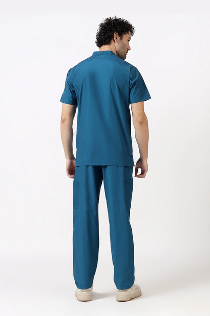 Safe Drapes Men's Mandarin Collar (Teal Blue) Scrub