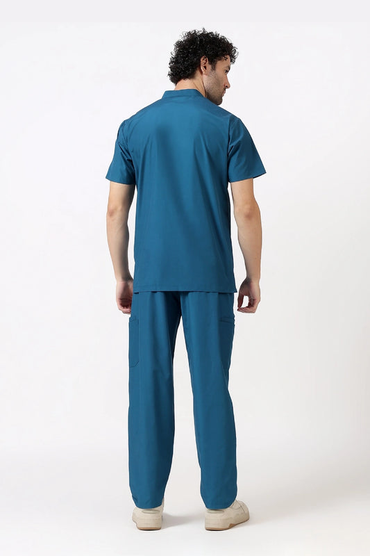 Safe Drapes Men's Mandarin Collar (Teal Blue) Scrub