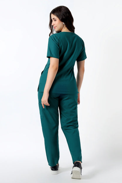 Safe Drapes Women's V-Neck (Hunter Green) Scrub