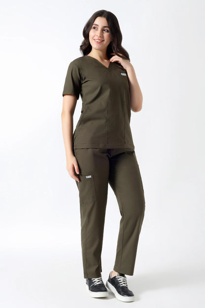 Safe Drapes Women's V-Neck (Olive) Scrub