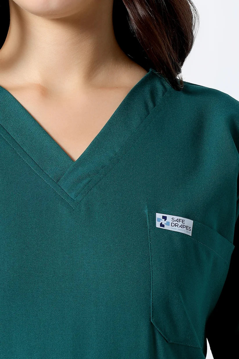 Safe Drapes Women's V-Neck (Hunter Green) Scrub