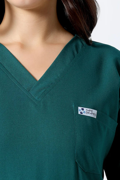 Safe Drapes Women's V-Neck (Hunter Green) Scrub