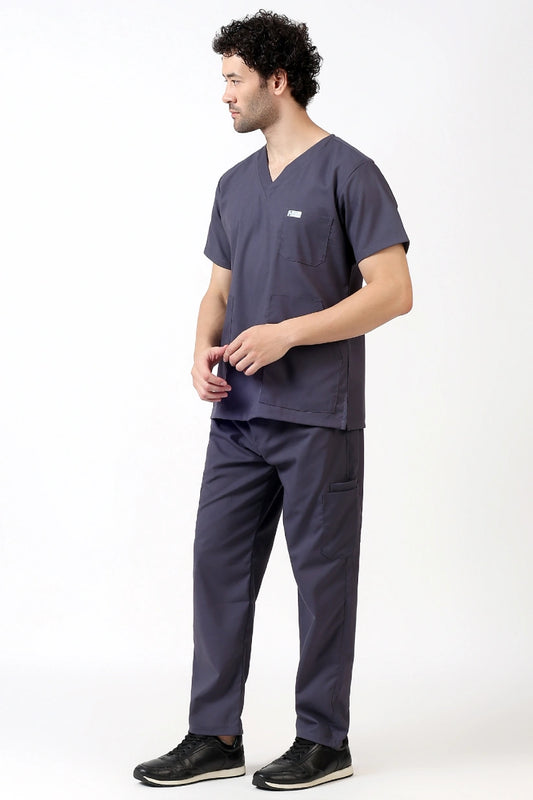 Safe Drapes Men's V-Neck (Charcoal Grey) Scrub
