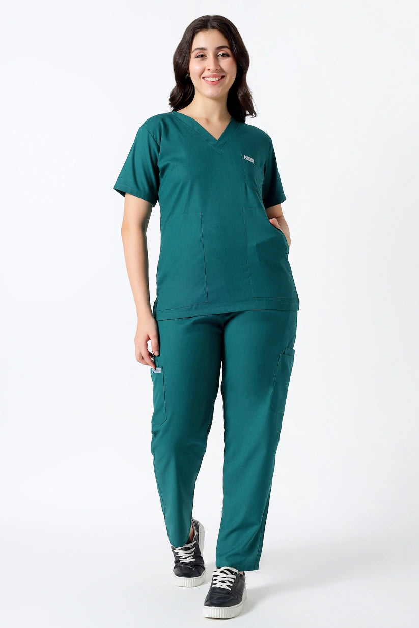 Safe Drapes Women's V-Neck (Hunter Green) Scrub