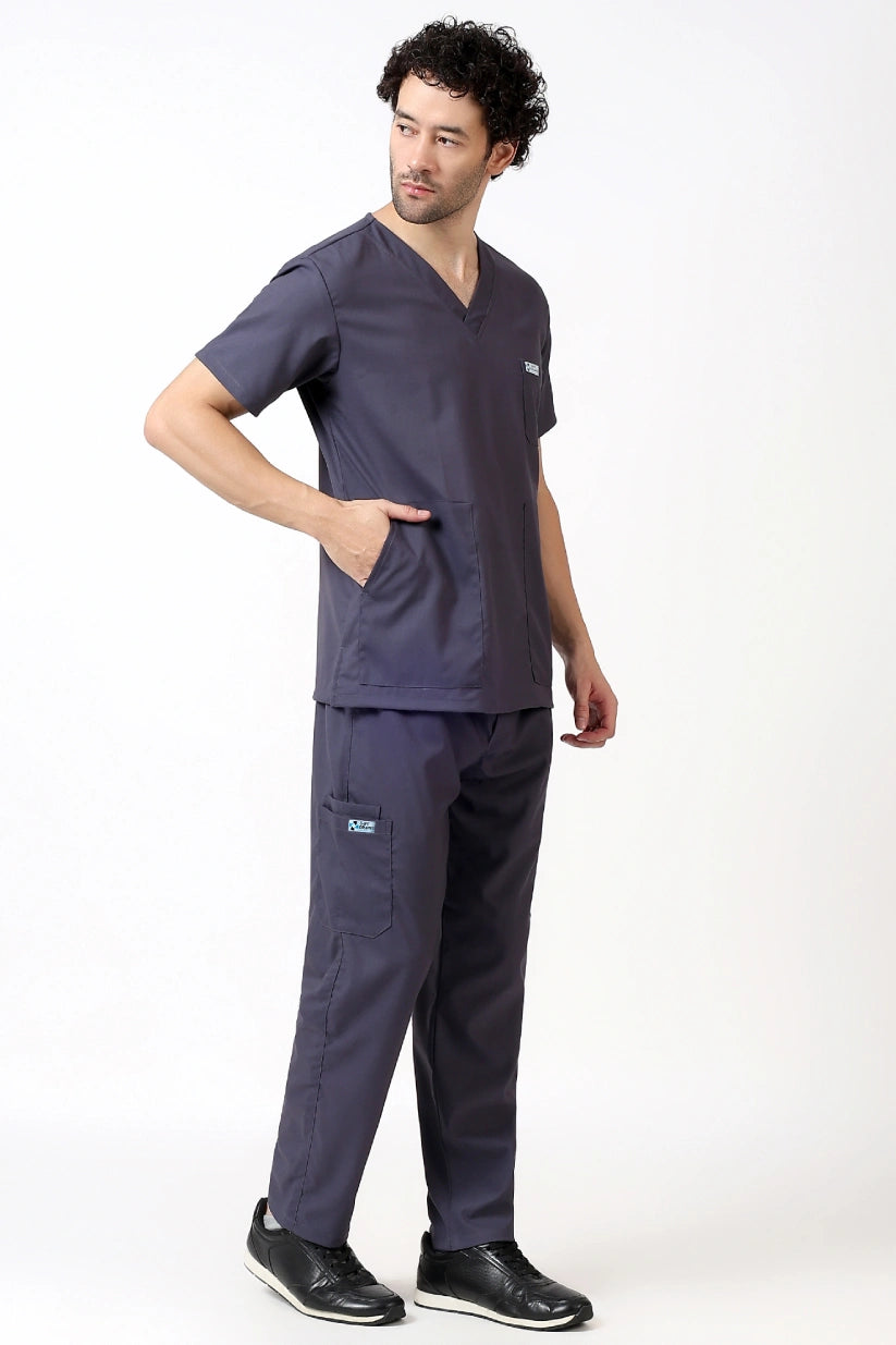 Safe Drapes Men's V-Neck (Charcoal Grey) Scrub