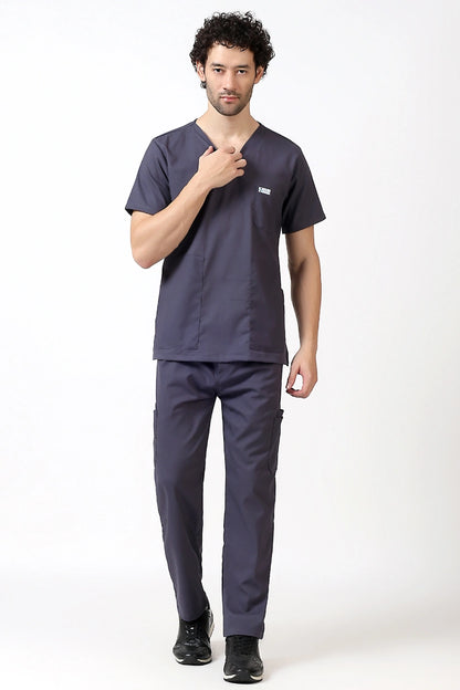 Safe Drapes Men's V-Neck (Charcoal Grey) Scrub