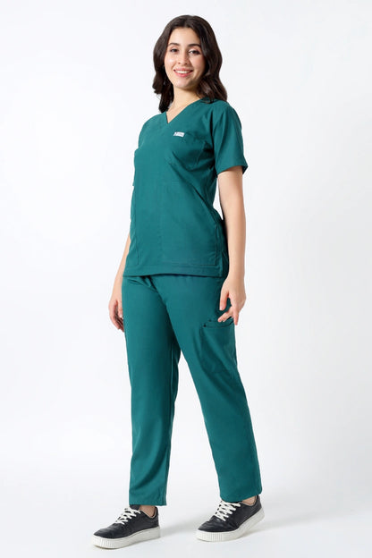 Safe Drapes Women's V-Neck (Hunter Green) Scrub