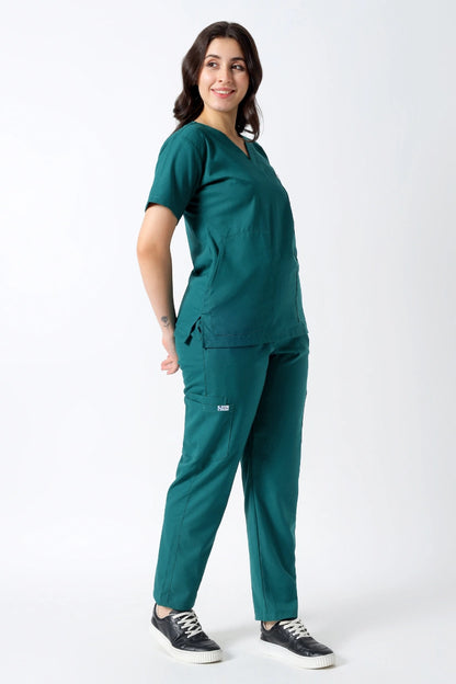 Safe Drapes Women's V-Neck (Hunter Green) Scrub