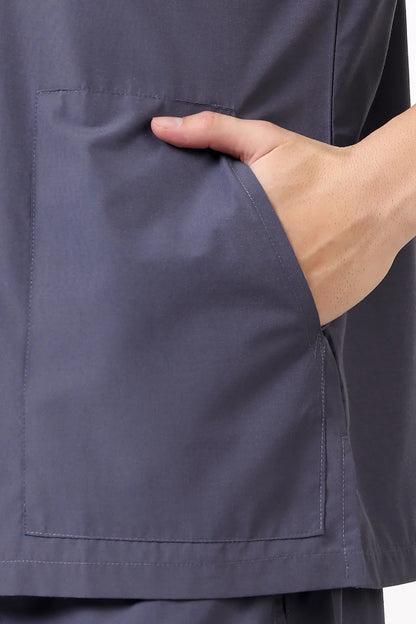 Safe Drapes Men's Mandarin Collar (Charcoal Grey) Scrub