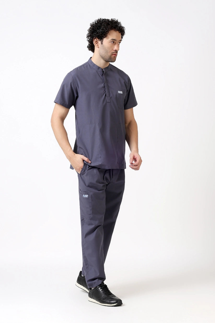 Safe Drapes Men's Mandarin Collar (Charcoal Grey) Scrub