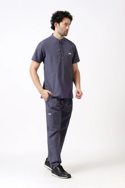 Safe Drapes Men's Mandarin Collar (Charcoal Grey) Scrub