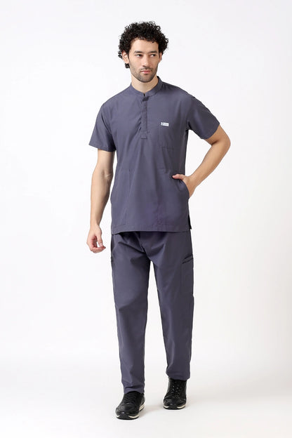 Safe Drapes Men's Mandarin Collar (Charcoal Grey) Scrub