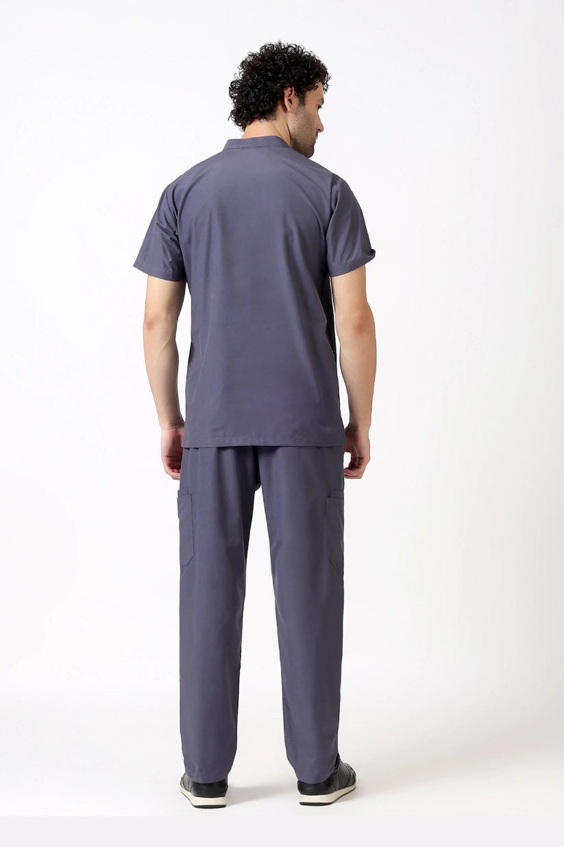 Safe Drapes Men's Mandarin Collar (Charcoal Grey) Scrub
