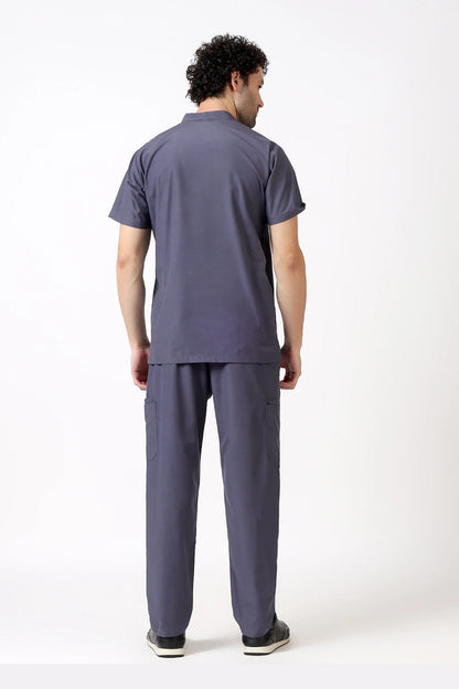 Safe Drapes Men's Mandarin Collar (Charcoal Grey) Scrub
