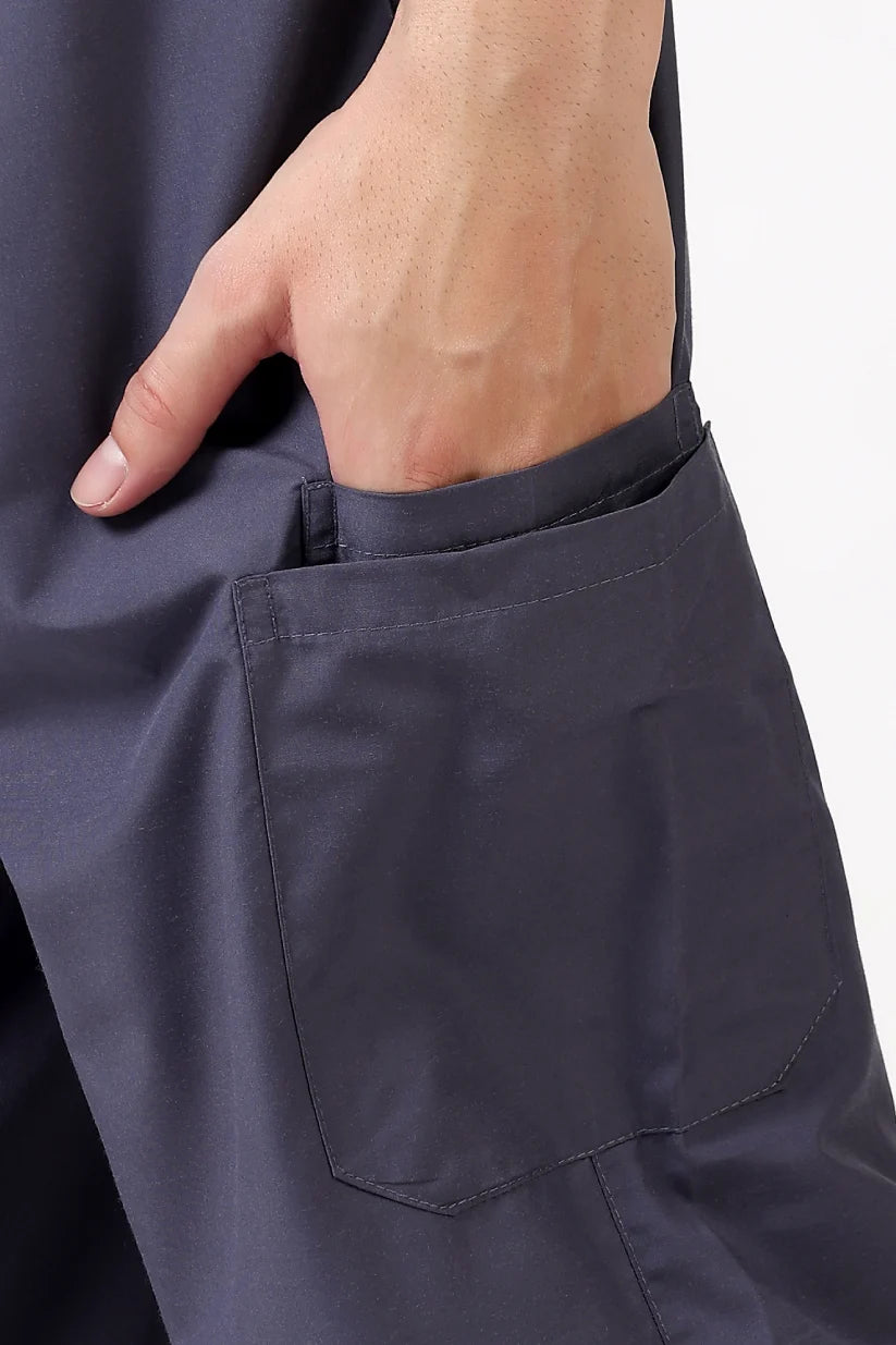 Safe Drapes Men's Mandarin Collar (Charcoal Grey) Scrub