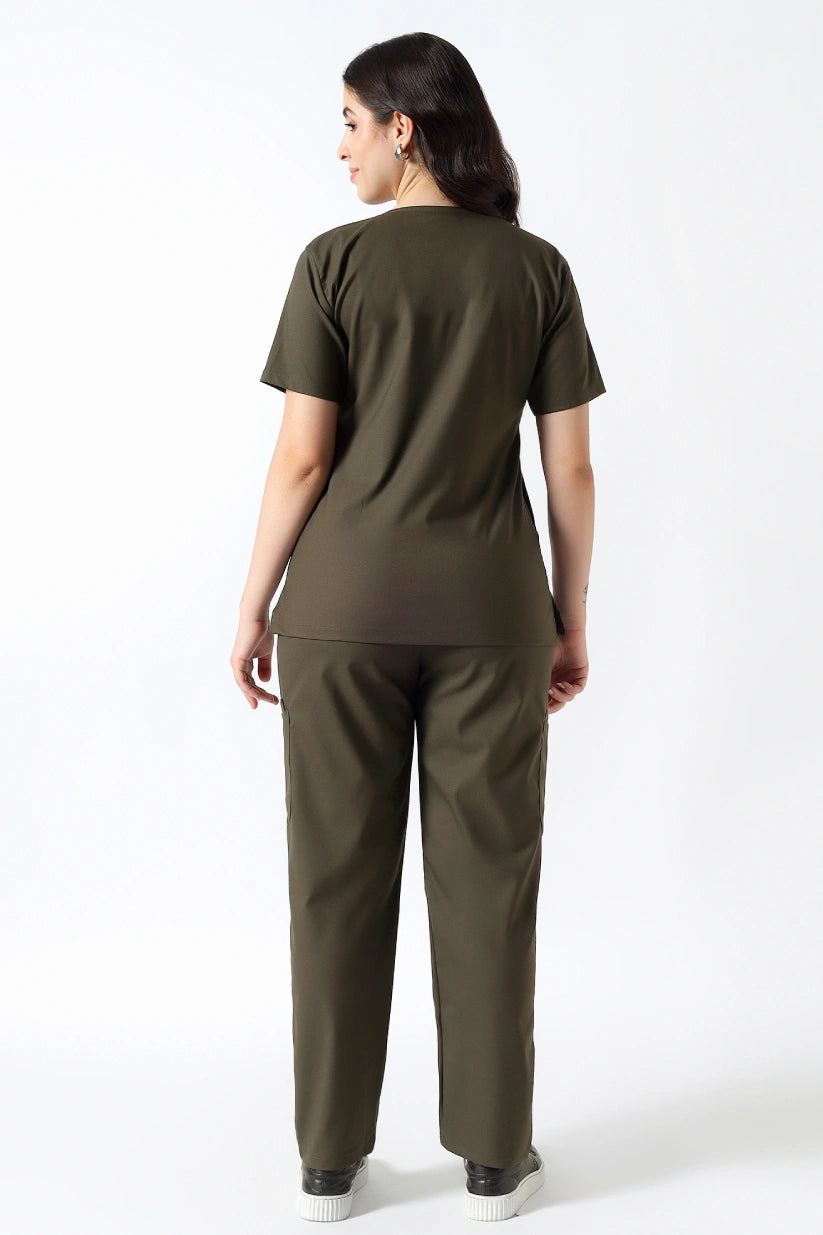 Safe Drapes Women's V-Neck (Olive) Scrub