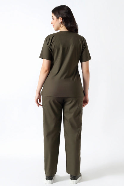 Safe Drapes Women's V-Neck (Olive) Scrub